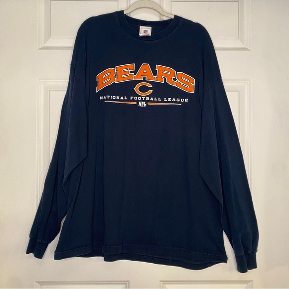 NFL Chicago Bears Navy Blue Orange White Long Sleeve Crewneck Tee Size 3XL - Picture 1 of 8